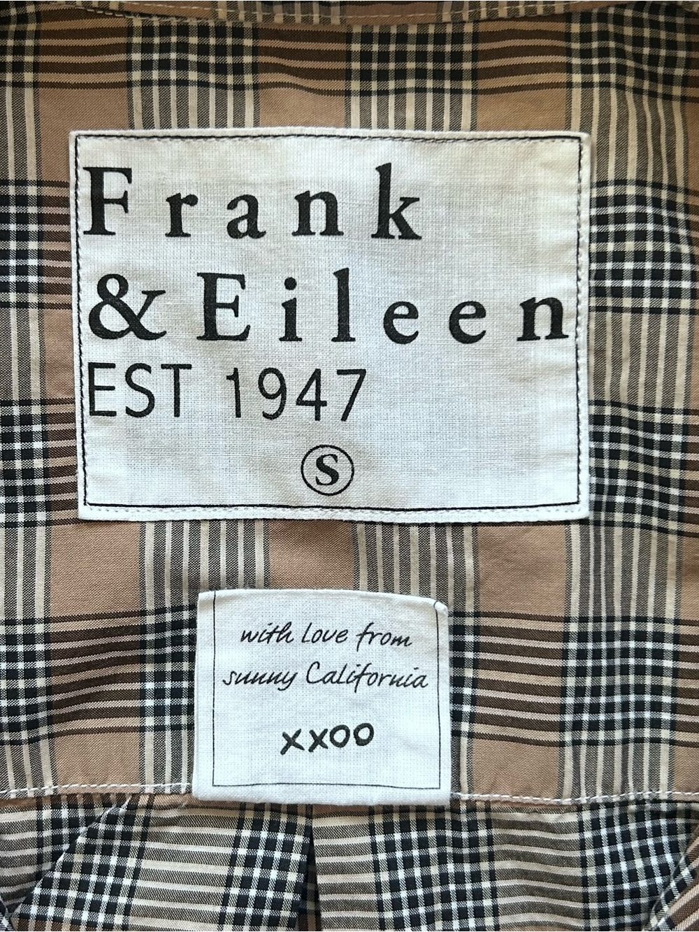 Frank & Eileen Joedy Oversized Plaid Button Down Shirt Size S Brown Cotton - Picture 6 of 11